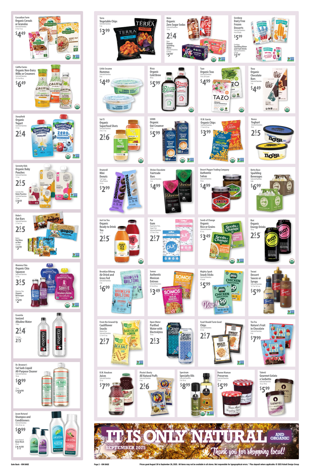 Its only natural and organic sales ad page 2 September 2025